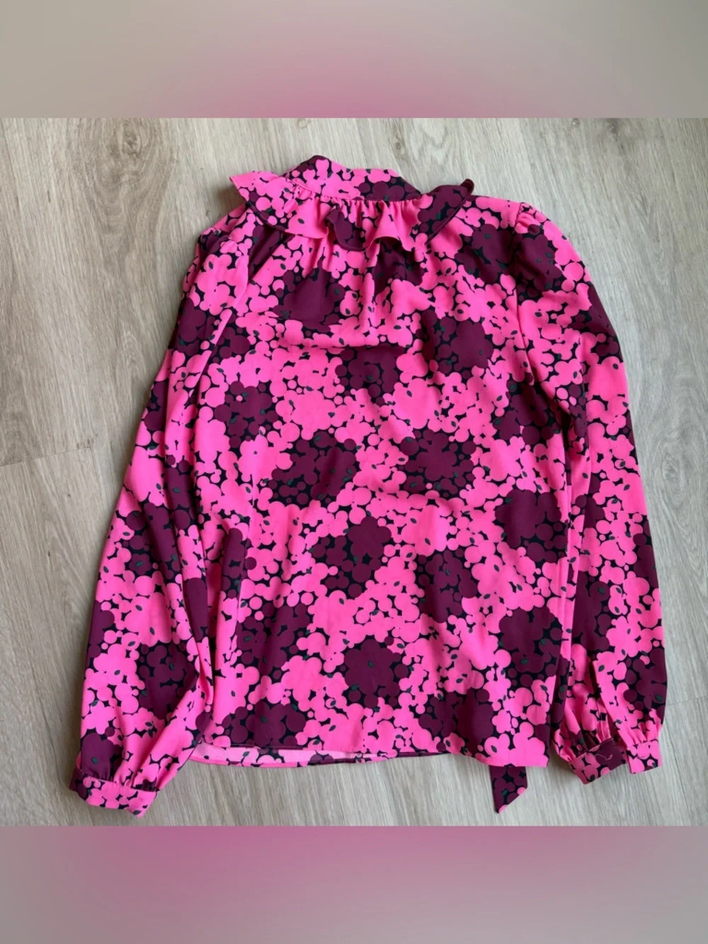 Kate Spade Bubble Print Floral Top Tie Neck Sz S